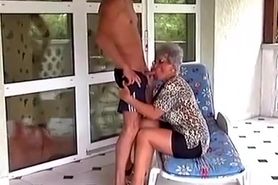 Granny Eve sucking rough young dick