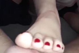 Footjob in the morning