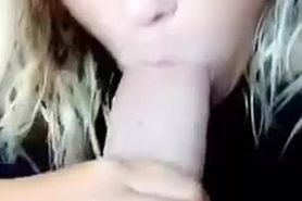 Blonde sucks on big penis