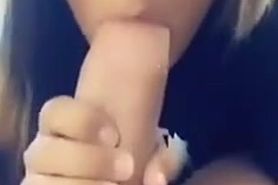 Blonde girl sucks on big penis
