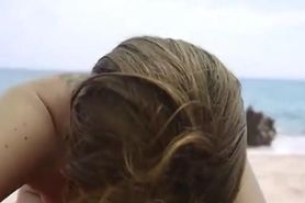 Amateur wife blow on the beach