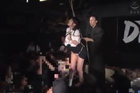 Adorable Japanese schoolgirl tied up and suspended in public