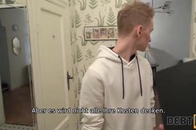DEBT4k. Shopaholic fucked by debt collector in the presence of his husband
