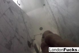 London keyes takes a camera shower