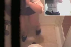 Chubby slut takes a piss and puke in kinky pissing video