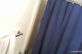I caught my cute guest on hidden spy cam in the shower
