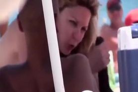 Public nudist beach amateur couple masturbating and fucking