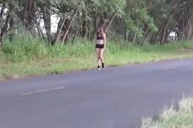 Public nudity - nude on the road