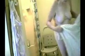 My 74years old granny caught nude after shower. Hidden cam