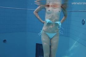 Small tits skinny teen Clara underwater