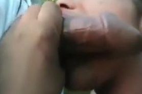 Beautiful black girl outdoors sex with two guys