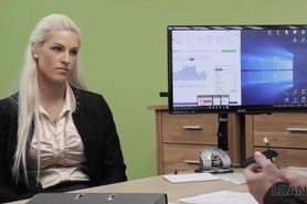 LOAN4K. Busty blonde Blanche surrenders to the loan officer in the office