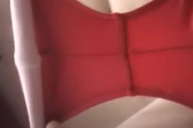 Hidden cam toilet video with female in red panty