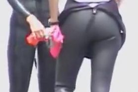 Candid girl ass in spandex costume and full back panty 07n