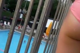 Perfect young ass on the water slide