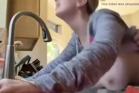 Busty wife fucked in kitchen