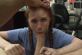 BANGBROS - 19yo ginger customer fucked in office by pawnshop boss