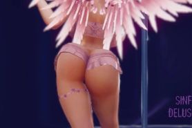 Pole Dance - Busty Asian girl in pink lingerie