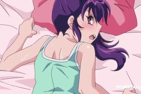 Cute hentai beauty with purple hair enjoys sex (uncensored)