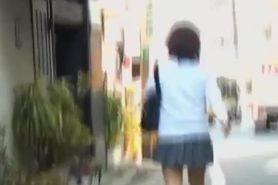 Little oriental slag flashes her juicy butt when sharking guy lifts her skirt