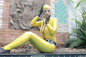 Yellow latex scuba doll