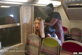 Blonde Bitch Fucks BBC In The Public Train