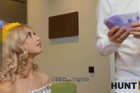 HUNT4K&period; Bimbo blonde has anal sex with stranger while her man watches this