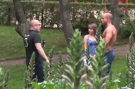 Blonde girl caught in the park and filmed fucking