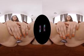 VRALLURE Busty brunette Nicole Sage stuffs her holes with sex toys in virtual reality
