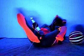 Neon Moon - Blacklight panty stuffing & bad dragon creampie