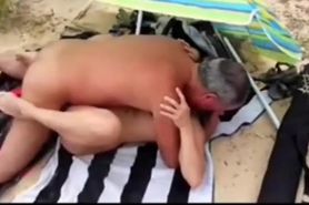 Stranger man makes sex with my girl Lisa on the beach