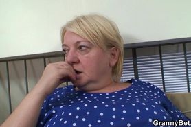GRANNYBET - Young guy fucks busty blonde granny from behind
