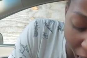 Public blowjob in car from black amateur step mother