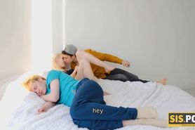 SISPORN. Passionate sex moment featuring blonde girl and the stepbrother