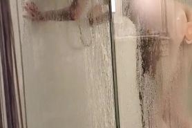19 yr old Babygirl in shower fucks herself with big dildo!