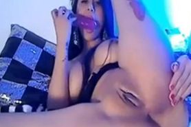 Sexy Colombian Figers  Toys Both Holes On Cam