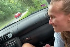 Quick blowjob on the road with stacy cruz