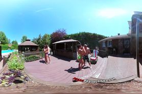 3-Way Porn - VR Group Orgy by the Pool in Public 360