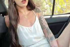 Lilian fucks herself in a car with a dildo