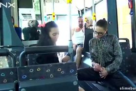 Horny Teen Gets Covered In Cum On The Slime Bus