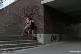 Clamped nipples girl public fucked