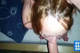 Girlfriend takes the cumshot in her mouth and swallows