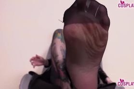Horny nun pantyhose foot fetish tease