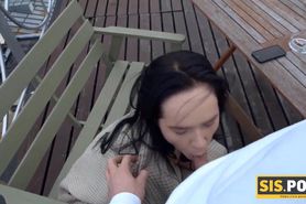 SISPORN. Guy catches stepsis smoking and fuck her into quick sex