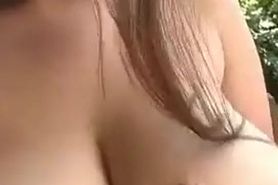 Hot busty girl toying her hairy pussy