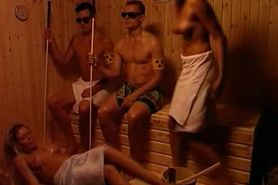 Danish sauna comedy skit with topless girls