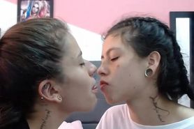 Latina lesbians tongue sucking