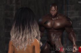 Young bride gets fucked by a big black dick in dark dungeon