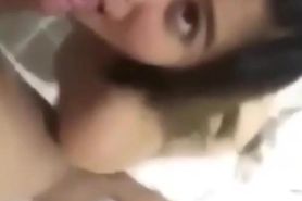 Asian teen with nice tits sucks and rides