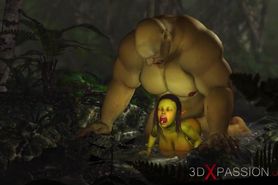 Crazy sex in enchanted forest! Huge dick and female goblin